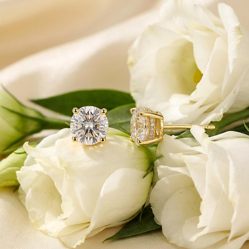 Jeulia Round Cut Sterling Silver Stud Earrings