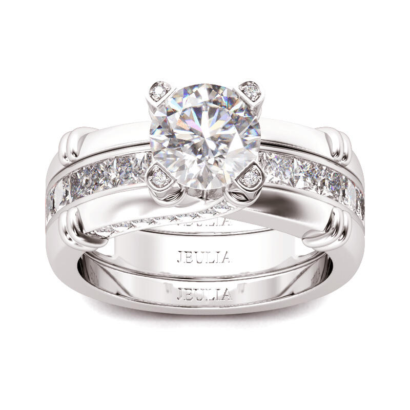 Jeulia Nudo Brillante Con Corte Set De Anillos Intercambiables De Plata Esterlina