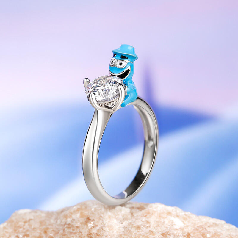 Jeulia Hug Me "Dreamer's Soul" Jazzman Round Cut Sterling Silver Ring