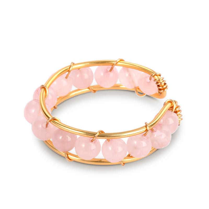 Jeulia "Love Me Unconditionally" Natural Rose Quartz Open Ring