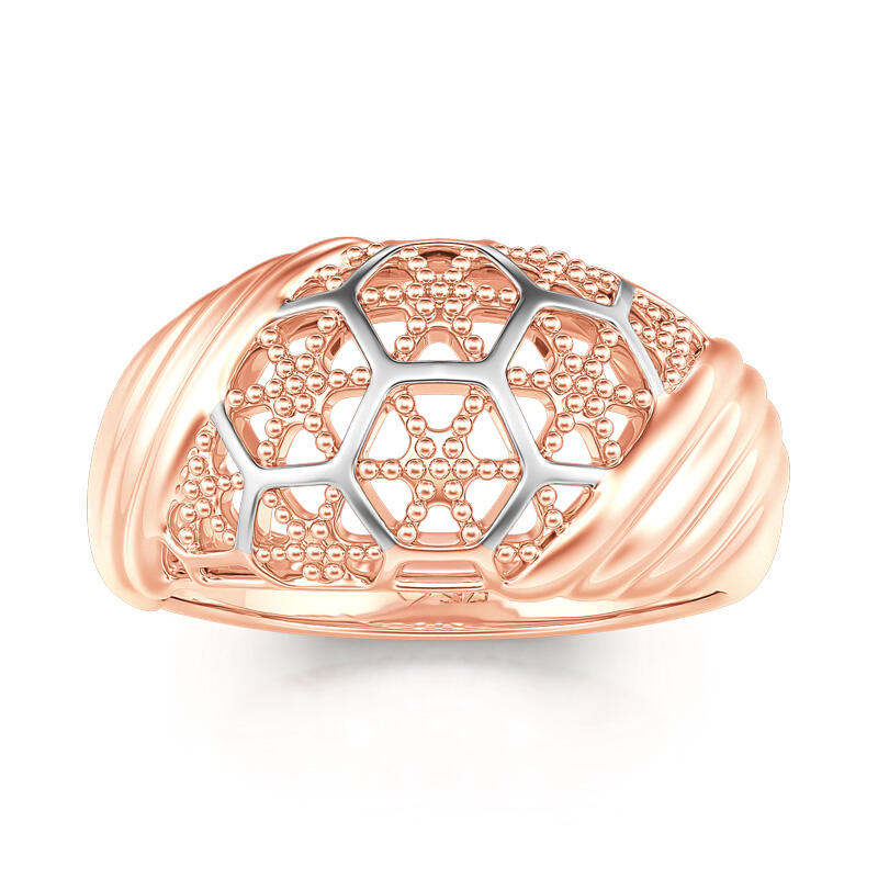 Jeulia Anillo de promesa con dos tonos con copo de nieve de plata de ley