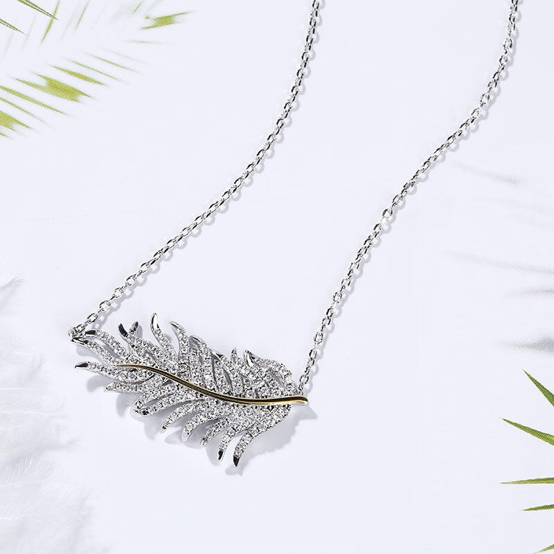 Jeulia Due Tonalità Penna Collana In Argento Sterling