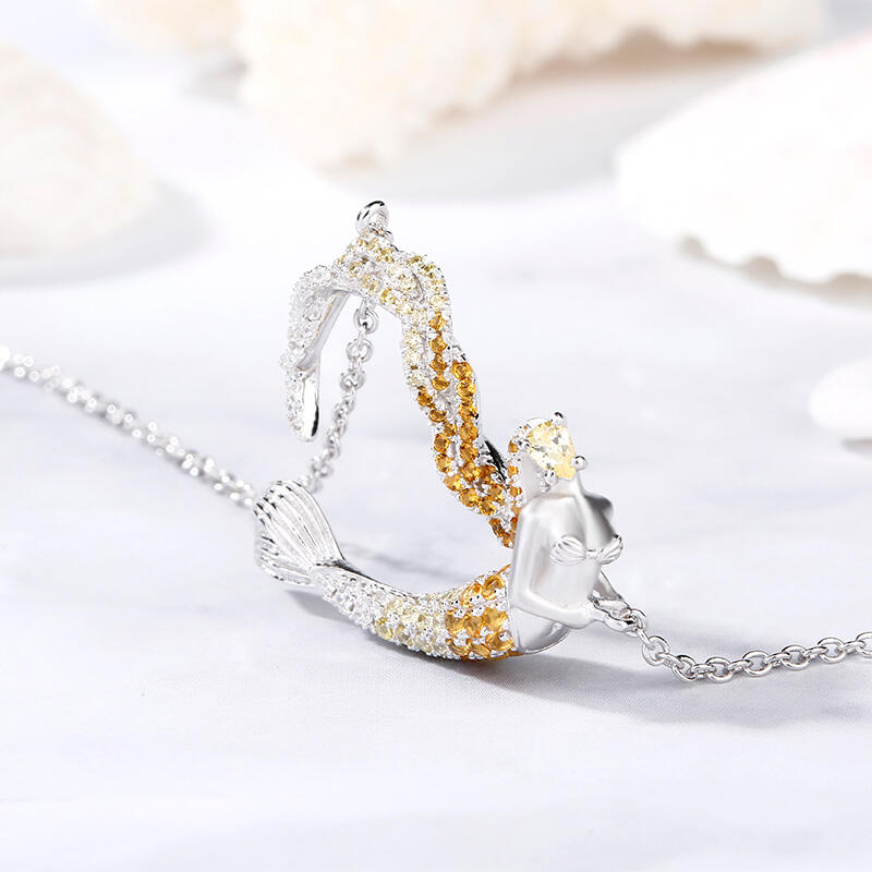 Jeulia "Ocean's Light" Sterling Silver Mermaid Gift Necklace for Valentine's Day