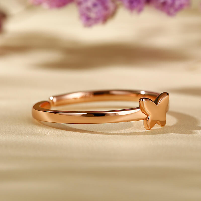 Jeulia "Romanticism" Butterfly Design Adjustable Sterling Silver Women's Band