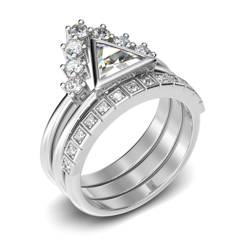 Jeulia Stackable Triangle Cut Sterling Silver Ring