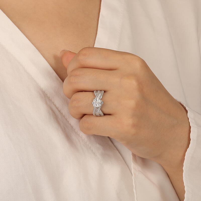 "Versprechen der Zukunft" Radiant-Schliff Seitenstein-Verlobungsring