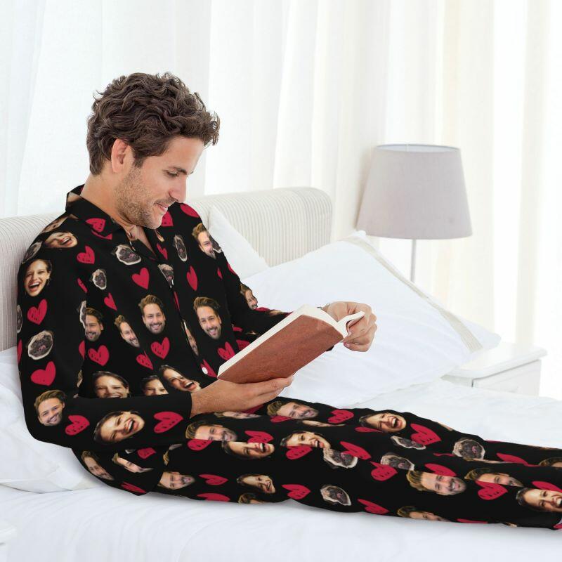 Pigiama personalizzato Foto personalizzate dei tuoi cari Design a forma di cuore caldo Regalo perfetto per le coppie