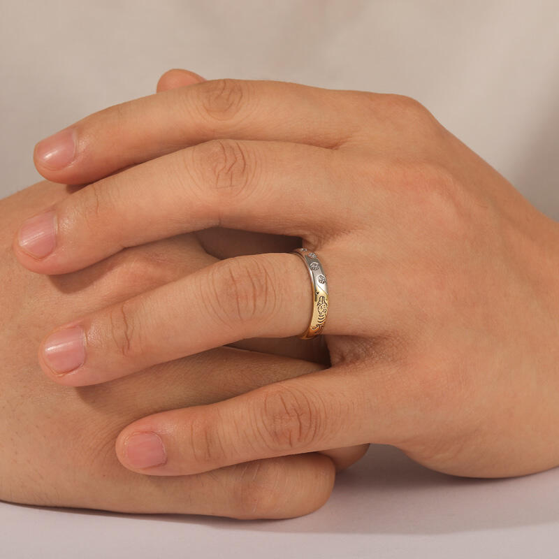 Jeulia Anillo de Gato y Huella de Pata Personalizado para Hombres