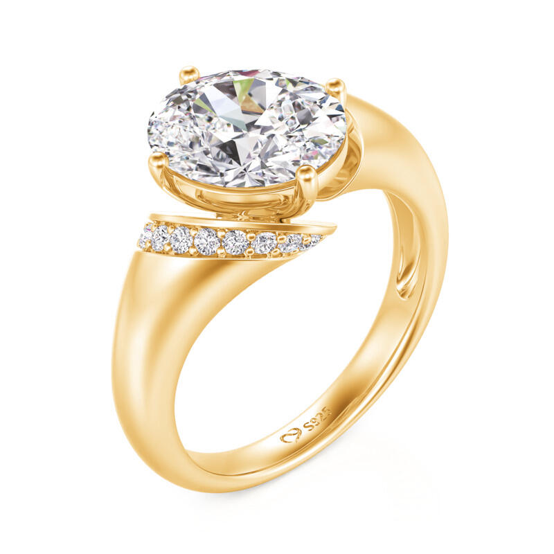 Jeulia Galaxy Surround Oval Cut Bypass Engagement Ring