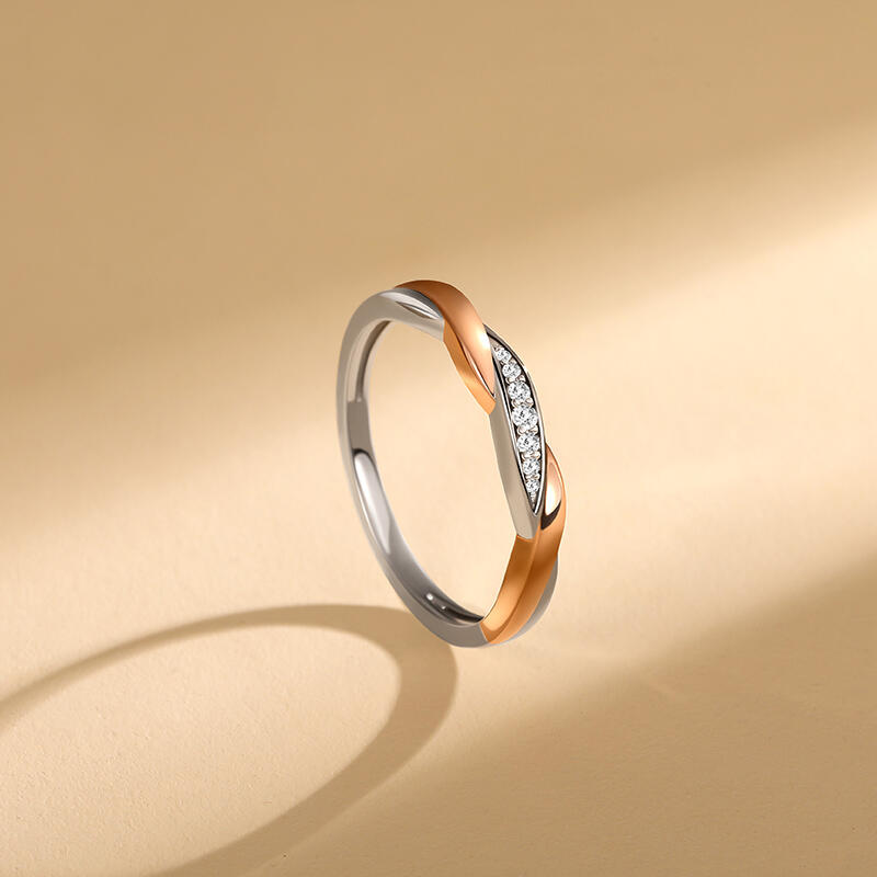 Jeulia Amore Two Tone Twist Ring for Women Sterling Silver