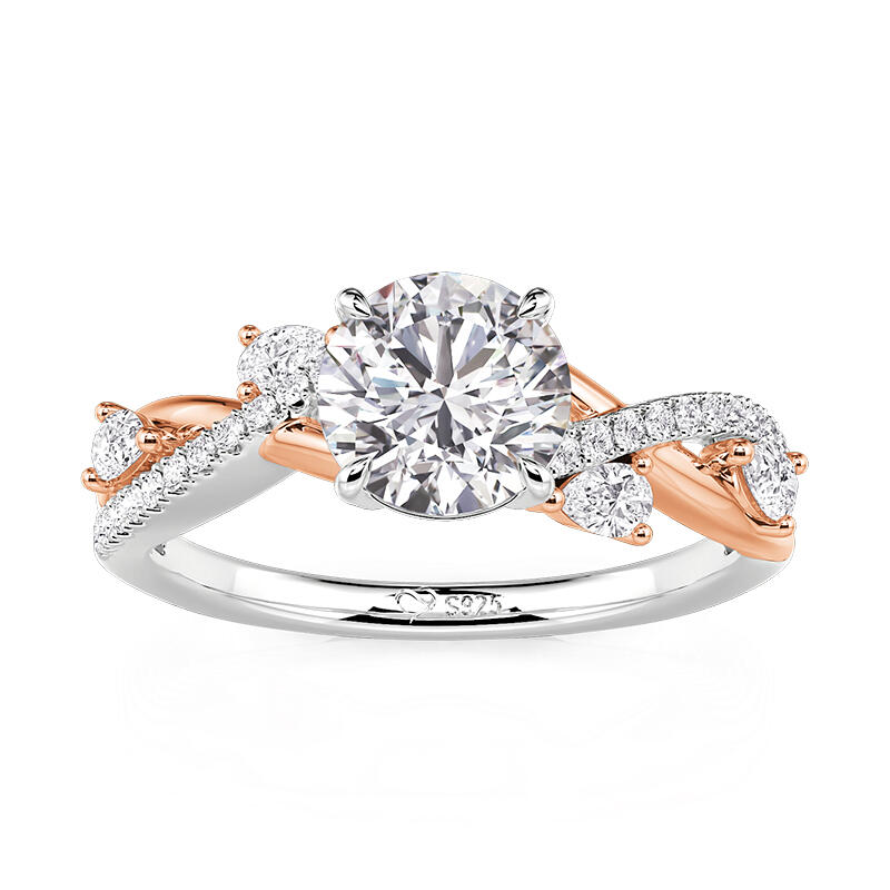 Jeulia Twistd Vine Two-Tone Round Cut Engagement Ring