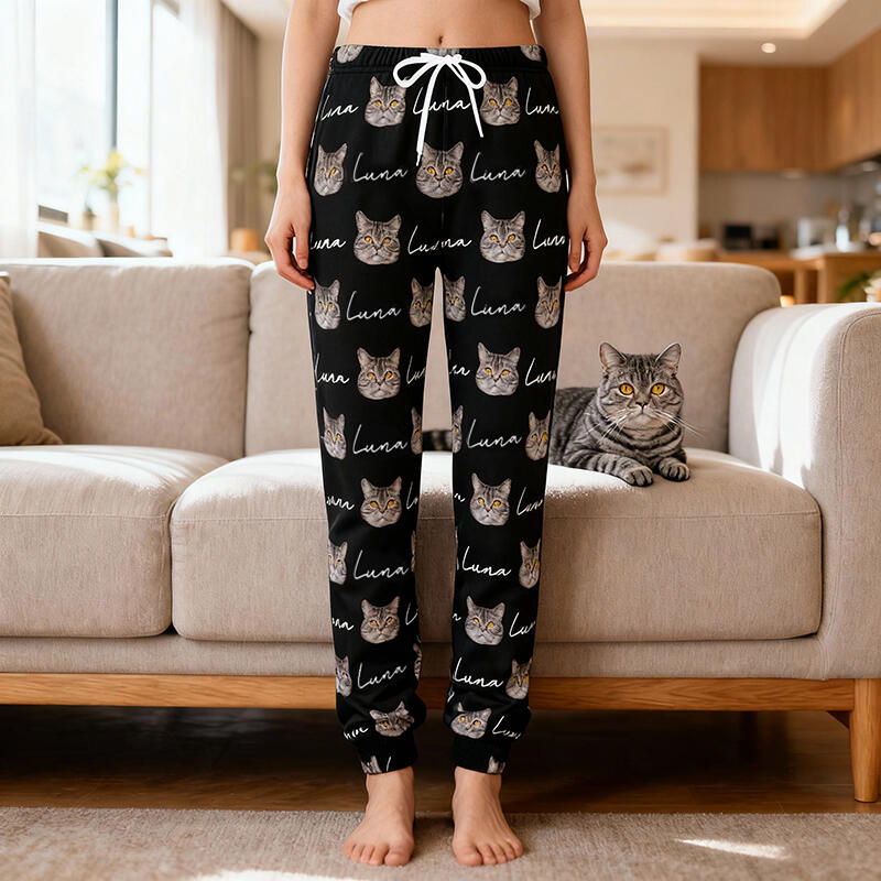 Pantalón deportivo unisex personalizado con foto y nombre de tu mascota. El regalo perfecto para los amantes de las mascotas.