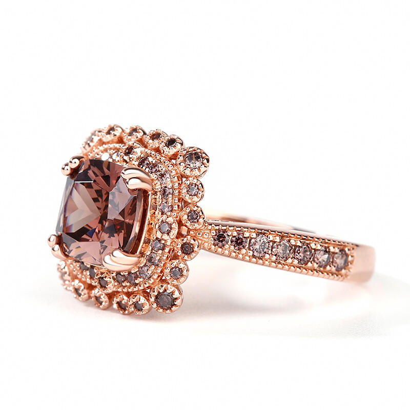 Jeulia Anillo de Plata con Diseño Milgrain en Cojín de Halo