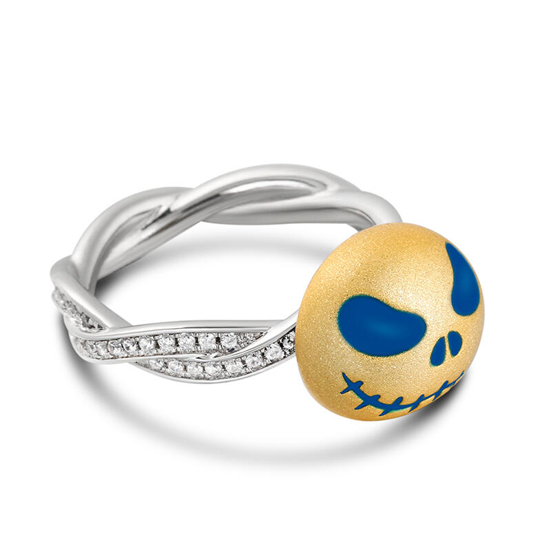Jeulia "King of Night" Skull Design Luminous Sterling Silver Rotating Ring