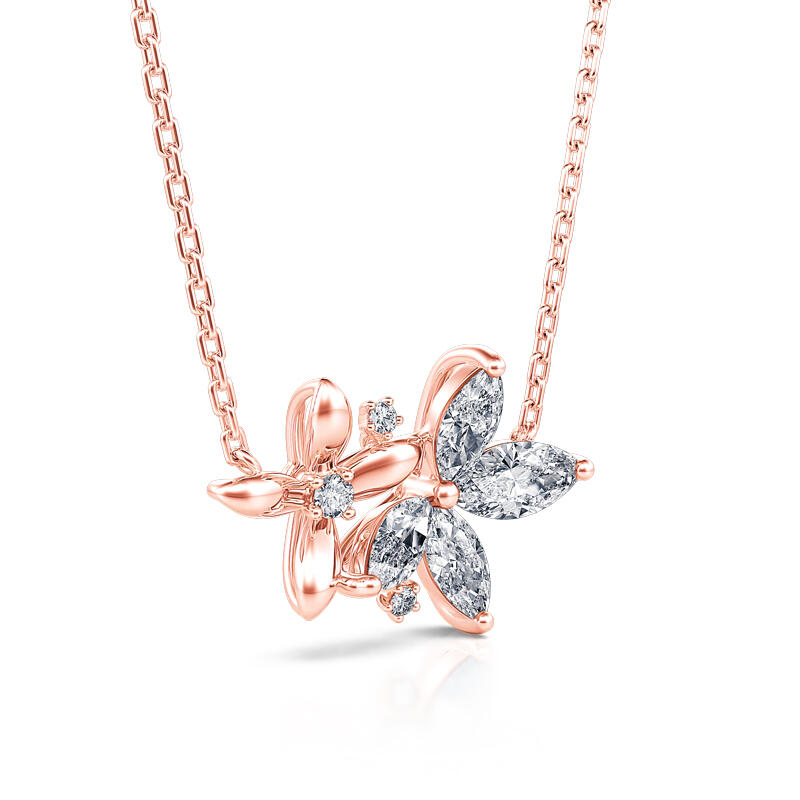 Jeulia "Bring the Miracle" Double Flower Sterling Silver Necklace