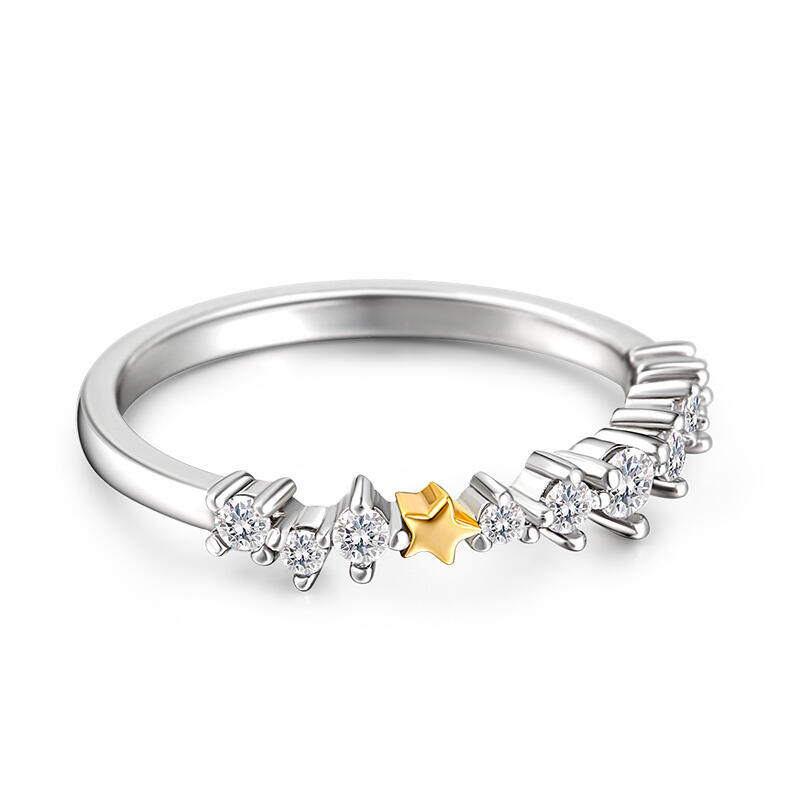 Jeulia Anel feminino estrela de prata esterlina