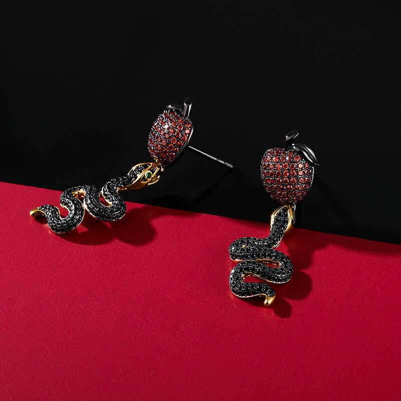 Jeulia "Forbidden Fruit" Snake&Apple Sterling Silver Earrings