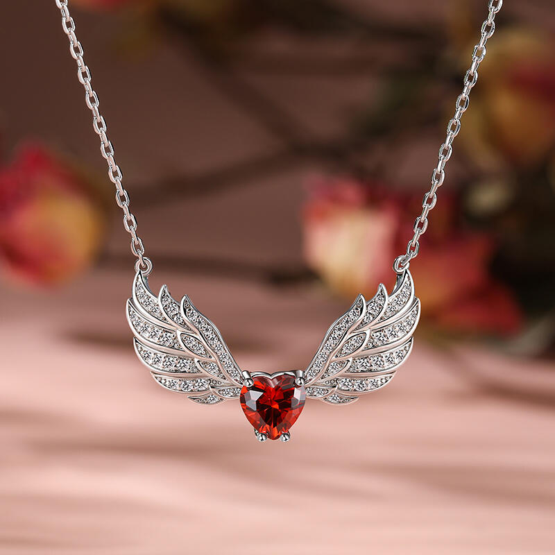 Jeulia "Love Journey" Heart Cut Wings Sterling Silver Necklace