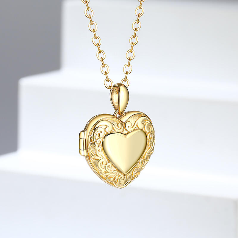 Jeulia Vintage Heart Personalized Photo Sterling Silver Locket Necklace