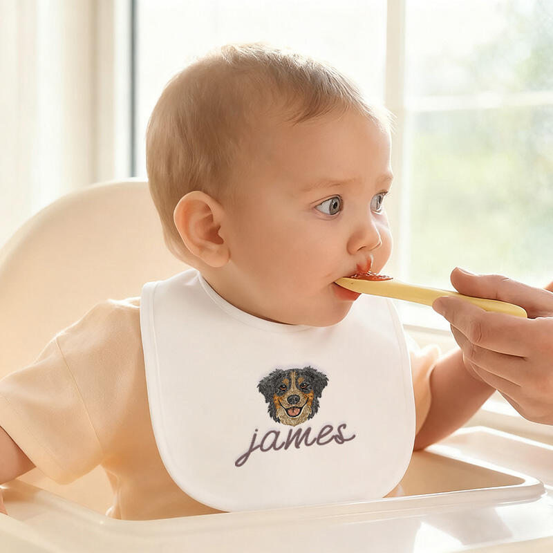 Babero de bebé bordado con imagen personalizada y nombre personalizado, bonito regalo para niño