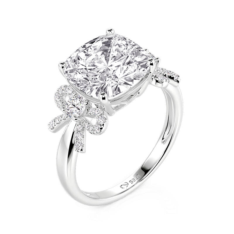 Jeulia Bowknot Three Stone Radiant Cut Engagement Ring