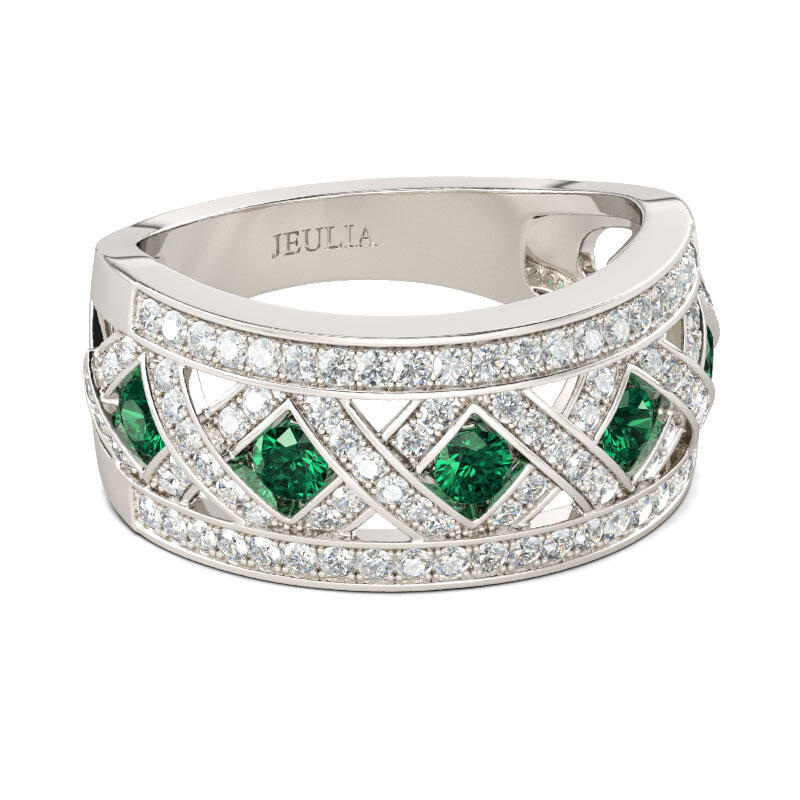 Anillo Esmeralda De Corte Redonda En Plata De Ley