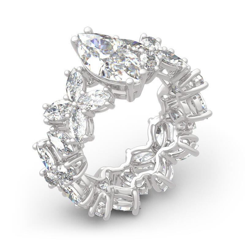 Jeulia Flower Marquise Cut Sterling Silver Ring