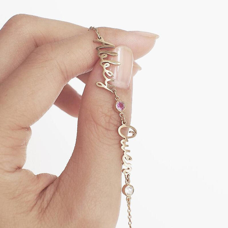 "Ti Accompagno" Bracciale Personalizzato Con Nome E Pietra Di Nascita