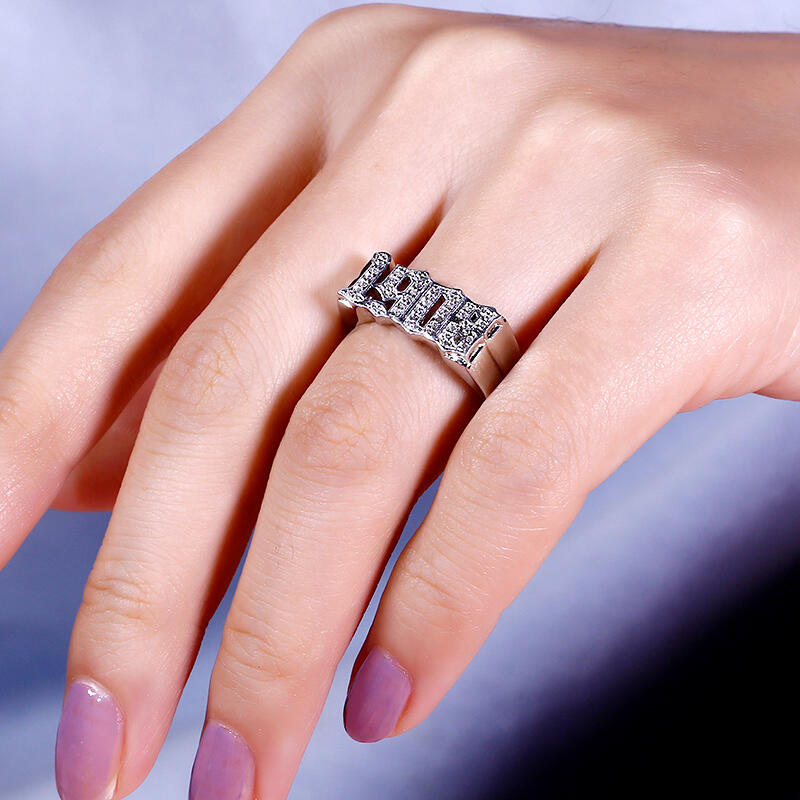 Jeulia Anillo de plata esterlina personalizado "Memoria única"