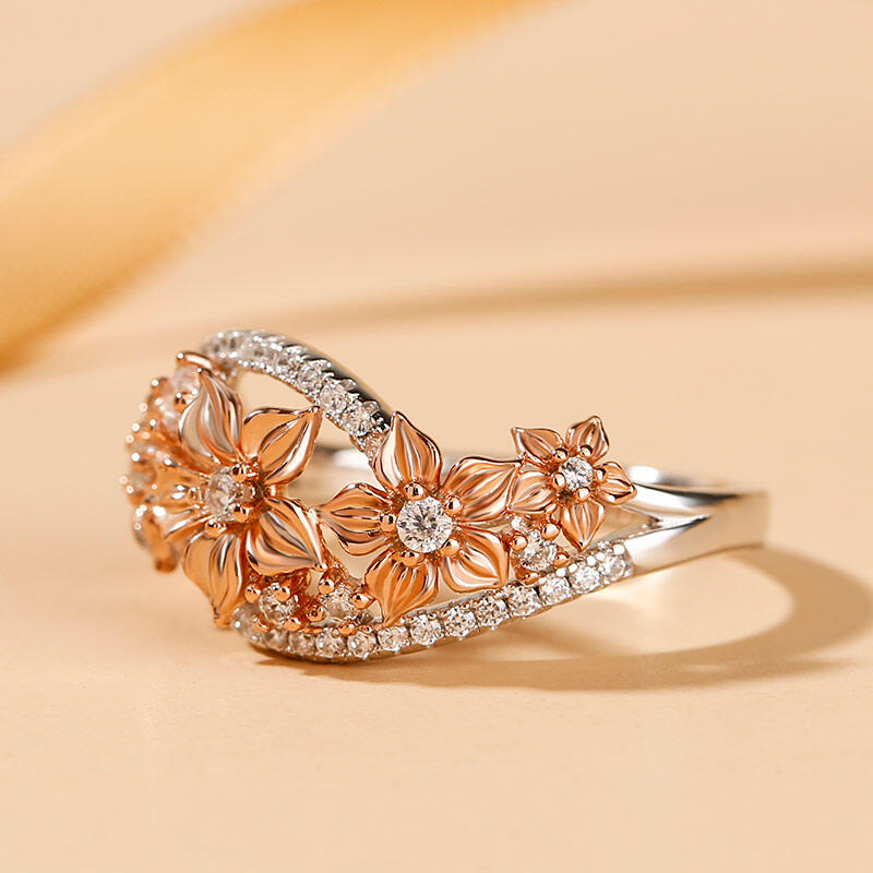 Jeulia Floral Sterling Silver Women's Band