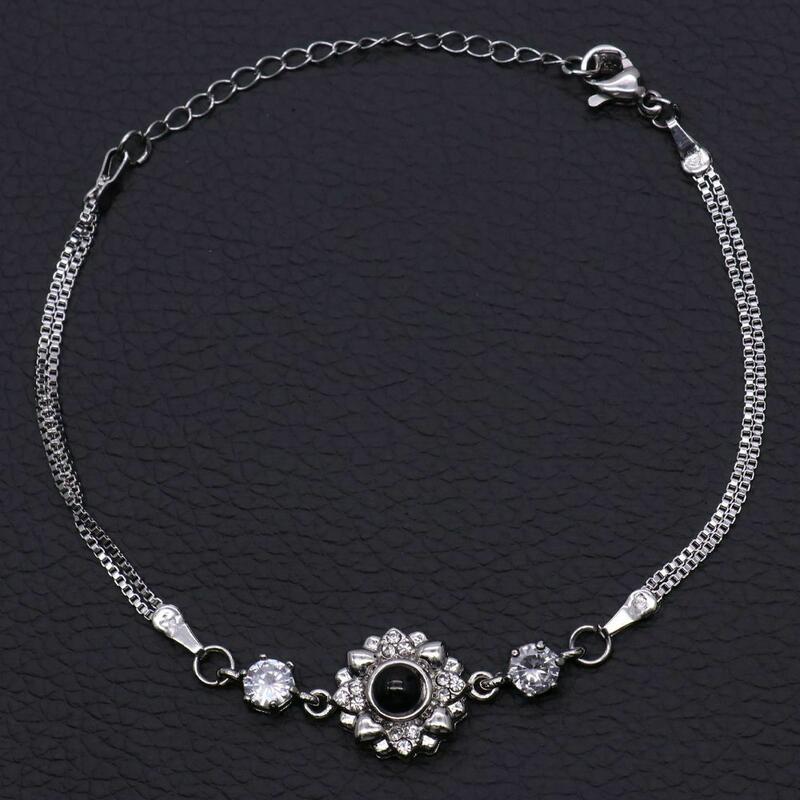 Personalized Flowers Photo Projection Bracelet Gift