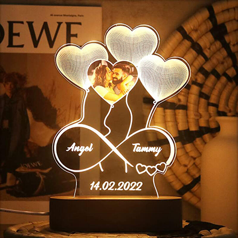 インフィニティ＆ハート 名入れ 写真入れ led ナイトライト オーダーメイド