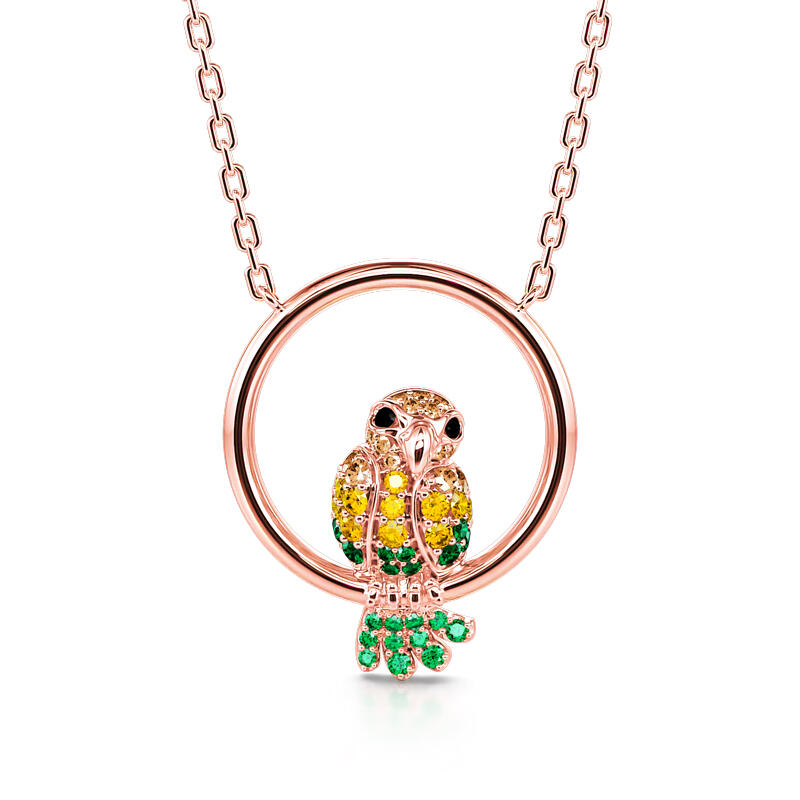 Jeulia "Gaudy Bird" Parrot Sterling Silver Necklace