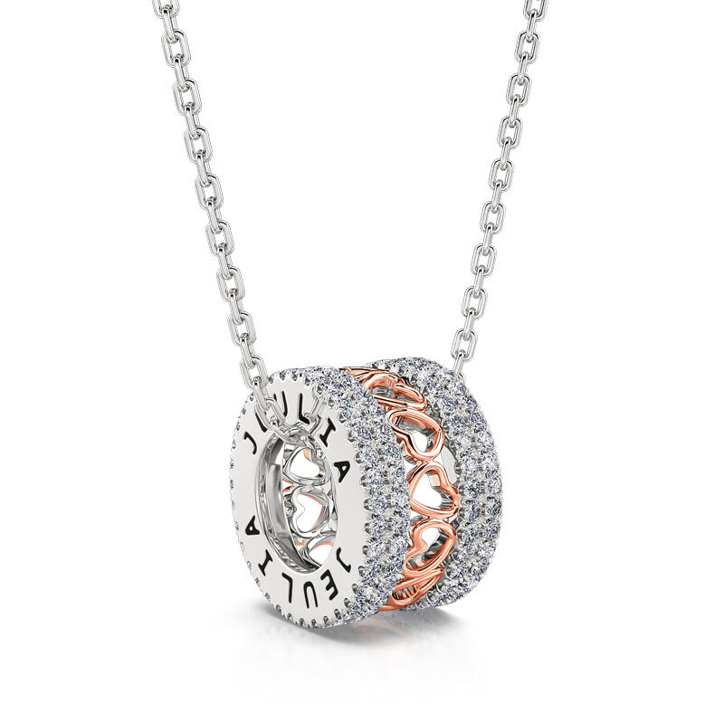 Jeulia Collar de plata de ley corazón en dos tonos