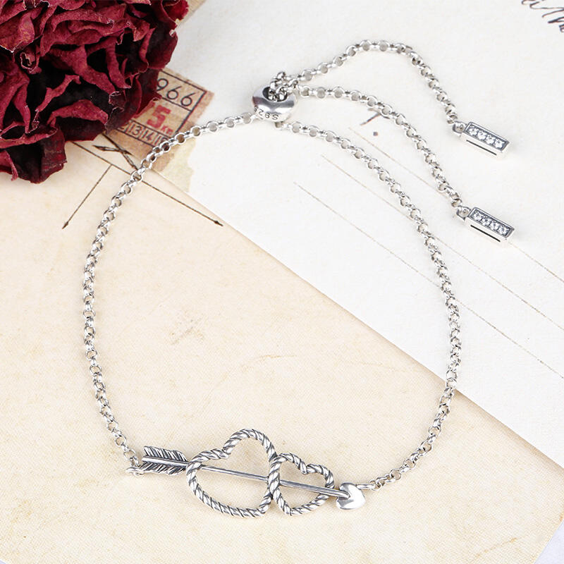 Jeulia Arrow and Heart Bolo Bracelet