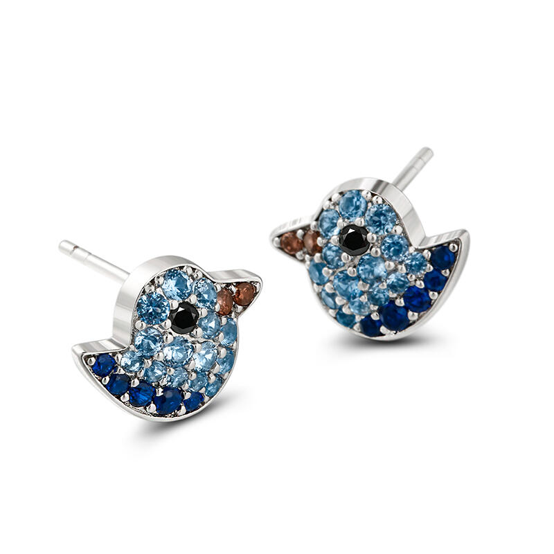 Jeulia キュート 小鳥 アヒル シルバー スタッド ピアス