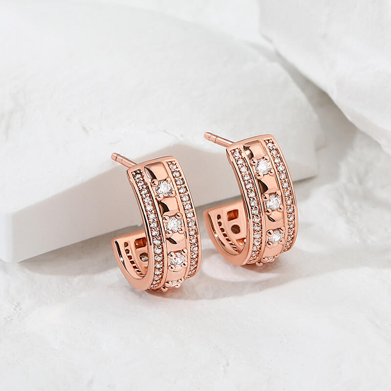 Jeulia Rose Gold Tone Round Cut Sterling Silver Jewelry Set