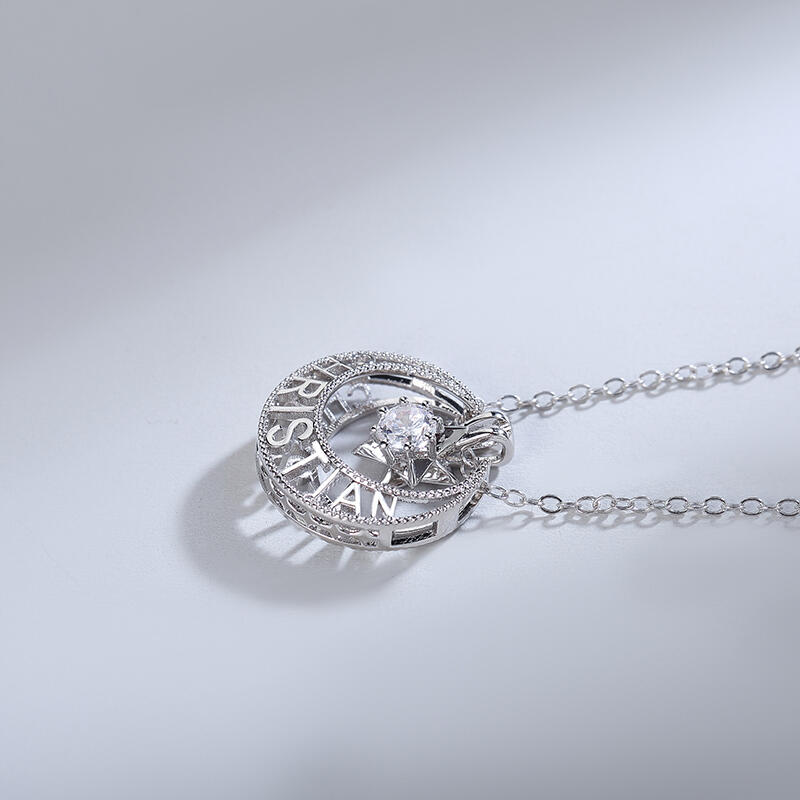 Jeulia Moon&Star Personalized Sterling Silver Necklace