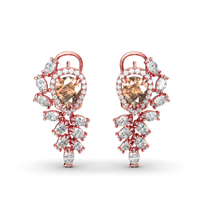 Halo Pear Cut Champagne smycken i sterlingsilver