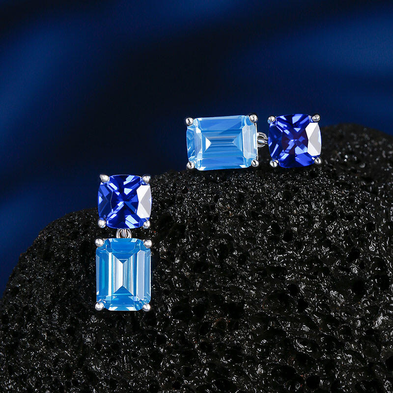 Jeulia Cushion & Emerald Cut Sterling Silver Drop Earrings