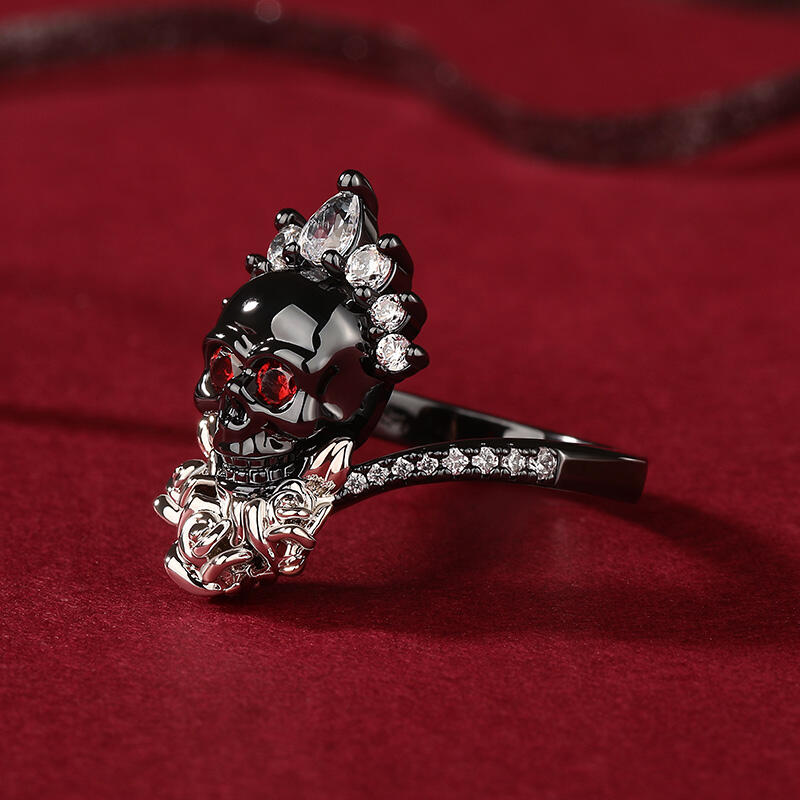 Jeulia "My Queen" Skull&Rose Sterling Silver Ring