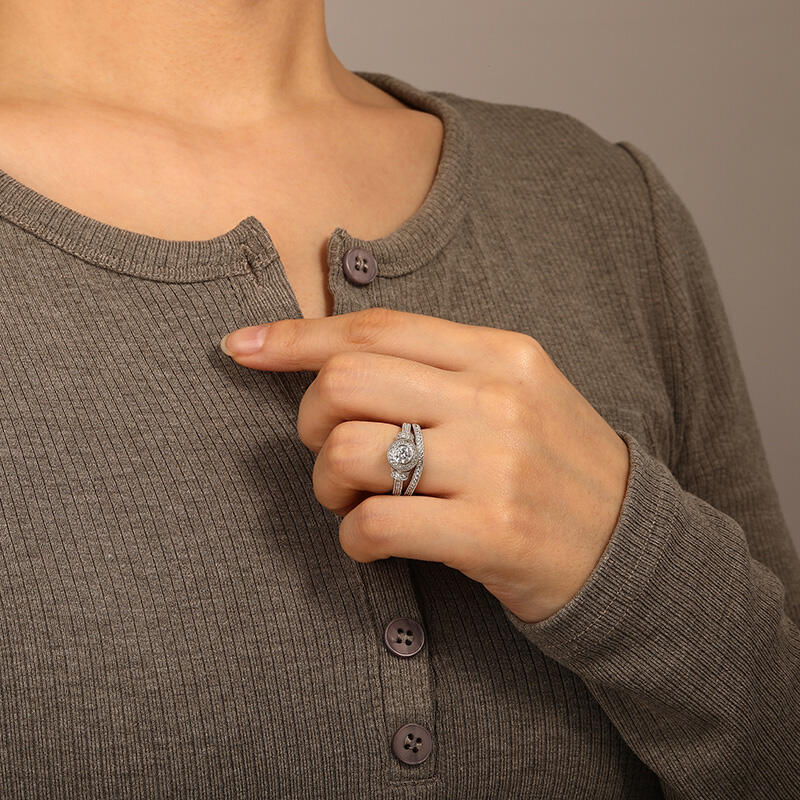 "My Only Sight" Round Cut 2pcs Bridal Set