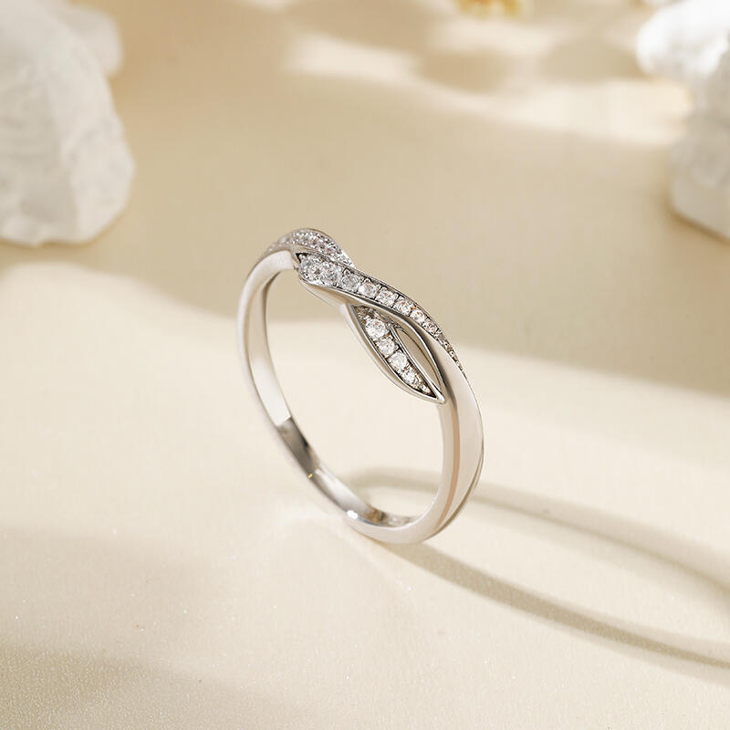 Jeulia Anillo de Boda de Plata para Mujeres Diseño Simple Elegante