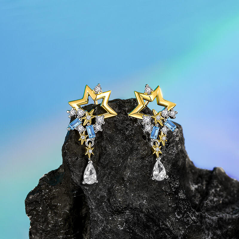 Jeulia Luna Astra Pendientes con Estrella Celestial Caída