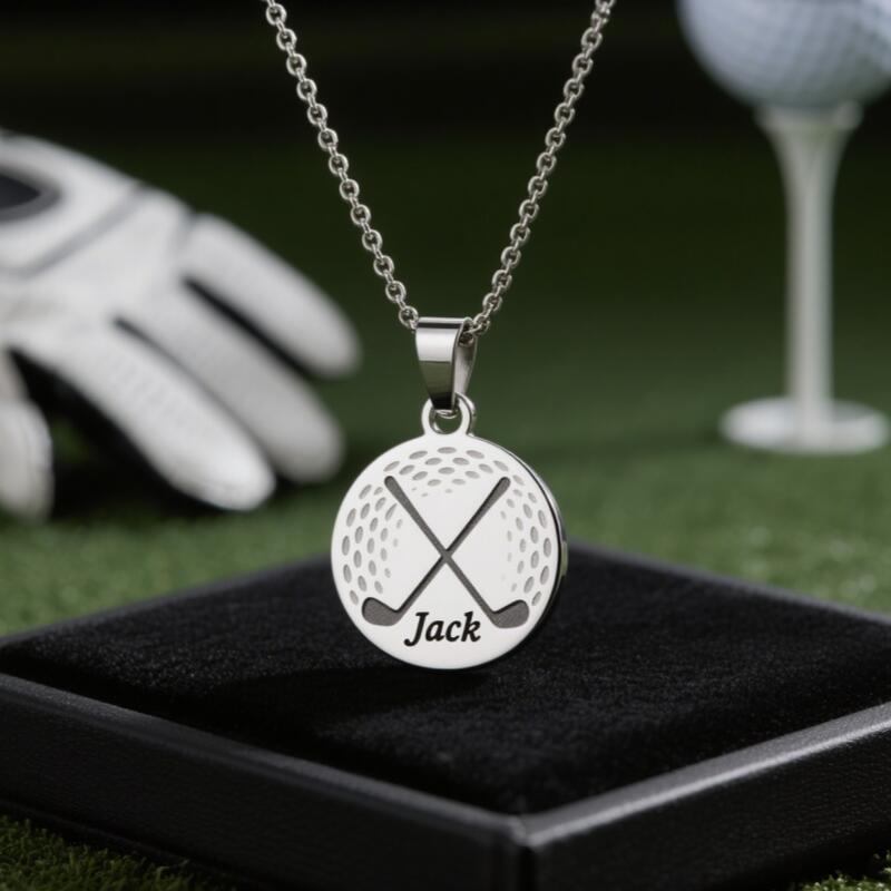 Personalized Golf Medal Necklace with Custom Name Gift for Sports Enthusiasts