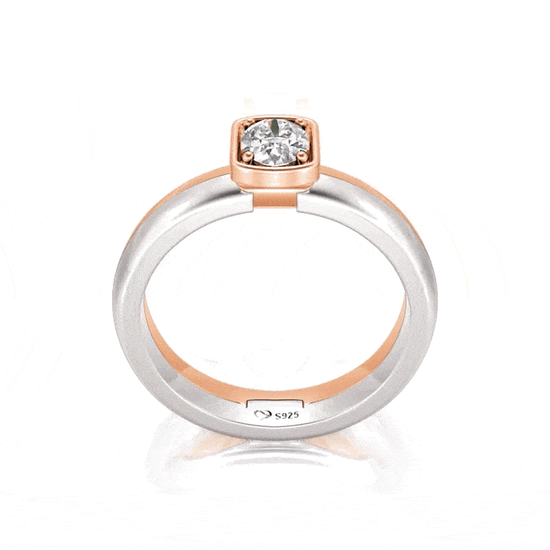 Jeulia Custom Engraved Two-Tone Locking Solitaire Ring