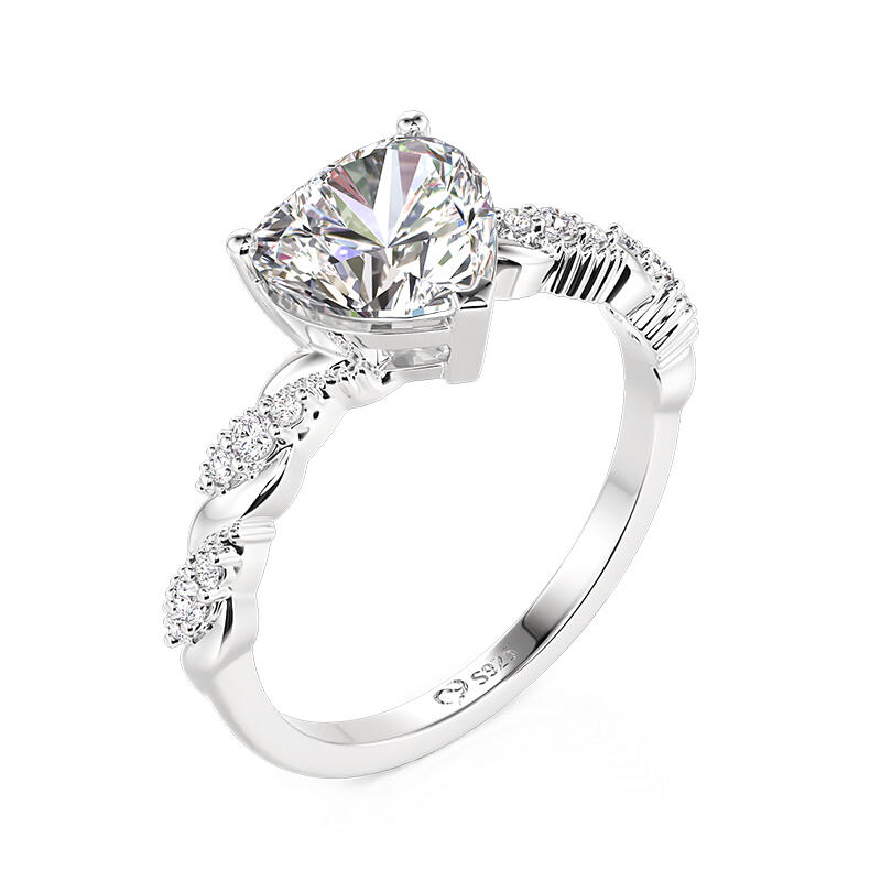 Jeulia Classic Twisted Beaded Heart Engagement Ring