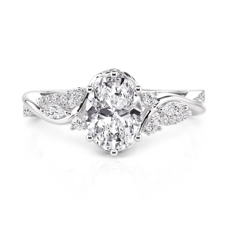 Jeulia Leaf Oval Cut Infinity Engagment Ring Sterling Silver