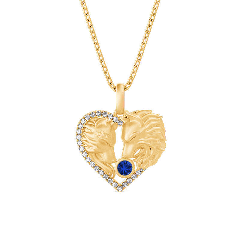 Jeulia Custom Fox Birthstone Necklace with Relief Design