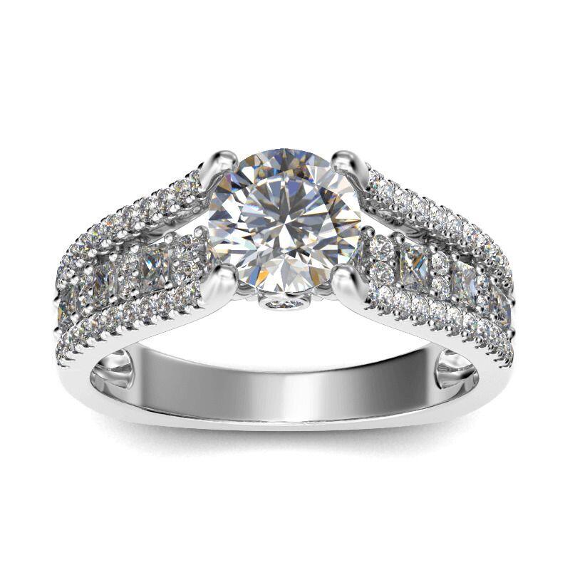 Jeulia Split Shank Rotondo Taglio Anello In Argento Sterling